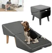Split Ottoman Dog Ramp, All-in-One Lightweight Folding Pet Ramps Stairs for Couch, 14.5" H Dog Chair for Bed, Couch, Pet Steps Large and Small Dogs, Outdoor Dogs Ramp Porch Steps(Gray)