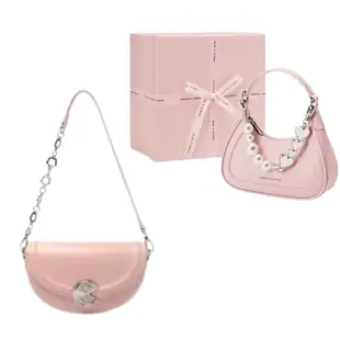 Cnk Pink Charles & Keith 迷你珍珠斜挎女士手提包帶蝴蝶結 - T107 / T108 手提包