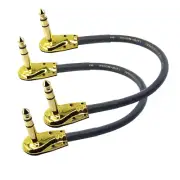 1/4" Right Angle TRS Stereo Guitar Patch Cable, Low Profile, 1ft, 2 Pack