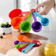 Multi-Color Measuring Cups and Spoons 10 Piece Set Plastic Cooking Kitchen Tools