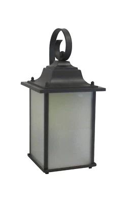 Black With Frosted Glass Exterior Wall Lantern