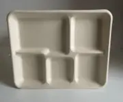 100/400 - Compostable Disposable Paper Plate 5 Compartment 10" Heavy-Duty