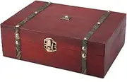 [Fdit] Vintage Wooden Jewelry Box Storage Box Organizer Container Decorative Wooden Storage Box Jewelry Treasure Box for Necklace Earring Bracelets Rings