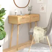 Console Table Brown 80x30x75 cm Solid Wood Pine Natural Rattan Furniture H 45626