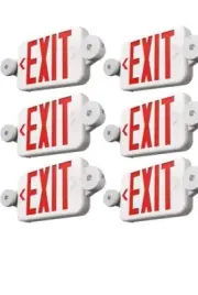 LED Exit Signs W/ Emergency Light Adjustable Two Head Battery (6 Pack) F0