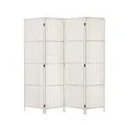 NNEDSZ 4 Panels Room Divider Screen Privacy Rattan Timber Fold Woven Stand White