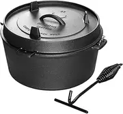 EDGING CASTING Pre-Seasoned Cast Iron Camping Dutch Ovens, Outdoor Camping Dutch Oven Pot with Lid Tripod, 6 Quart