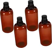 MUCKLILY 4pcs Travel Shampoo and Conditioner Dispenser Bottles Refillable Empty Lotion Containers with Convenient Pouring Design Durable Brown Cylindrical Bottles for Toiletries