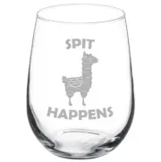 Spit Happens Funny Llama Stemmed / Stemless Wine Glass
