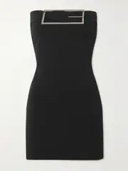 [16ARLINGTON] 16ARLINGTON - Althenea Strapless Embellished Stretch-crepe Mini Dress - Black - UK 14 UK 14 Black