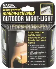 MAXSA 40341 Motion Activated Outdoor Night Light Battery Powered White
