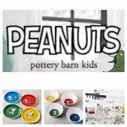 Pottery Barn PEANUTS Snoopy Plate, Bowl, Tumbler Collection Complete 12-PC Set