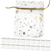 SHOWERORO 100PCS Organza Drawstring Bags with Star and Moon Pattern Mesh present Bags for Jewelry Candy Wedding Favors for Decoration and Storage Soft Material