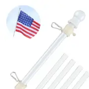 White Flag Poles for Outside House - 6ft Tangle Free Flag Pole for House,Heav...