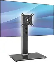 Single Monitor Desk Stand Free-Standing Desk Mount Arm Riser for 13 inch to 32 inch Screen Freestanding VESA Mount Base, Adjustable Height, Tilt, Swivel, Rotation, Black AX05TB01