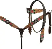 Western Horse Headstall Breast Collar Set American Leather Floral