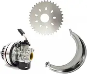 TDR 2 Stroke High Performance Kit Racing Carburetor 32 Teeth 415 Sprocket Banana Exhaust Muffler Pipe for 49cc 66cc 70cc 80cc Motorized Push Bike Bicycle Engine