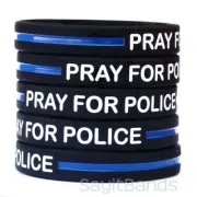 PRAY FOR POLICE Wristbands with the Thin Blue Line - Wholesale Bracelet Lot