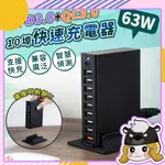 10孔快速充電器【C081】PD+QC 桌上型 座式 排插 USB充電器 延長線充電器 充電排插 充電插頭 帆船排插