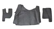 Black+White Eco Leather Floor Mats for Renault Gama T Tunnel 2013-2021 LeftHD