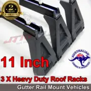 3 X 11“ Black Aluminium Heavy Duty Roof Racks For Gutter Rail Mount Vehicles