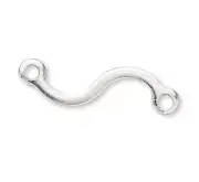 100 Silver Plated Brass Flat Wave 11x4mm Link Connectors with Closed Loops