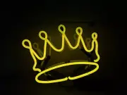 Gold Crown Shape Neon Sign Light White Color Cloud Man Cave Night Club 14"