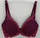 Natori Underwire Lined Feather Contour Plunge Bra 32D Fuchsia New 730023
