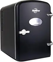 [Koolatron] Retro 4L 6 Can Portable Mini Fridge, Compact Car Refrigerator, Skincare Cosmetic Beauty Makeup Personal Cooler 12V and AC Cords Desktop Accessory for Bedroom Home Office Travel (Black)