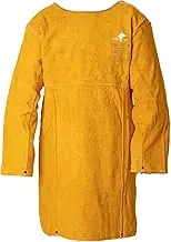Golden Brown™ leather welding gown apron, Open back with elastic and waist strap, 44-2847, Golden Brown