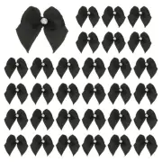 30 Pcs Mini Ribbon Bows, Flower Pearl Sewing Appliques Decoration(Black)