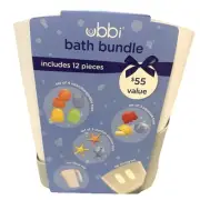 Ubbi Baby Bath Bundle Gift Set ~ 12 Piece ~ Toys Hair Rinse Cup Toy Drying Bin