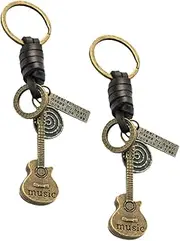 [SAFIGLE] 2 Pcs Retro Miniature Guitar Keychain Unique Music Instrument Pendant for Bags Backpacks Lightweight Durable Hanging Decor