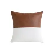 Pillow Cover PU Leather Throw Pillow Covers Farmhouse Decor Stripe Patchwork Modern Decor Square Cushion Covers-Style 3
