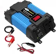 500W Power Inverter DC 12V to AC Car Charger Converter with Dual USB Ports 8 Safe Protection Suitable for Mobiles/Phones/Computers/Laptop/Pump/Nebulize/Drone