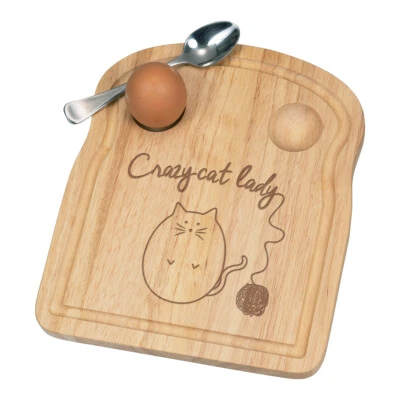 Ball Of Yarn Crazy Cat Lady Breakfast Dippy Egg Cup Board Kitten Funny