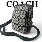 Unused COACH Coach Shoulder Bag Organizer Signature Black Diagonal Crossbody Bla
