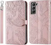 for Samsung Galaxy S21 FE 5G Case PU Leather Folio Flip Cover with Card Slots, Magnetic Wallet Phone Case for Samsung Galaxy S21 FE 5G - Rose Glod