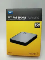 WD My Passport for Mac 500GB External USB 3.0 Portable Hard Drive - Silver NEW
