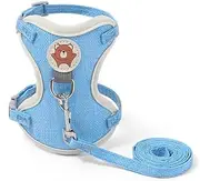 Rabbit Harness and Leash Set 2 Pieces Adjustable Bunny Harness Leash Ferret Harness Guinea Pig Harness Ferret Leash for Small Pets Walking Outdoor (Blue, Medium)