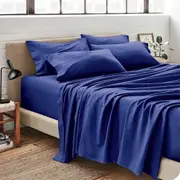 Soft Bed Sheets Set, 5 Piece, 2000TC Microfiber, Ultra Soft, Deep Pockets, Easy Fit, Cooling and Breathable, Wrinkle Resistant, Royal Blue, Single Size