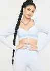 NWT SZ LARGE Dolls Kill Light Blue Ruched Crop Top