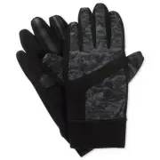 ISOTONER Black Gray Mixed Media Fleece smartDRI smarTouch Tech Gloves S M