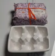 NEW Williams Sonoma Alabaster Easter Eggs & Tray, 6 Hand Carved Ducceschi Italy