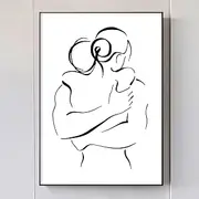 Black and White Abstract Line Art Canvas Print Couple Hugging Wall Art Couple Line Art Wall Decor Black and White Silhouette Art Couple Canvas Painting Minimalist Line Art Prints for Bedroom No Frame