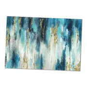 Blue And Gold Wall Decor Set Teal Abstract Painting Canvas Wall Art Decor