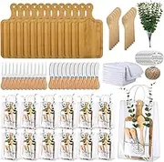 12 Sets Baby Shower Prizes for Game Winners Bamboo Cheese Board Spoon Fork Knives Towel Artificial Eucalyptus Stems Thank You Cards and Gift Bags for Baby Shower Wedding and Bridal Shower Favors