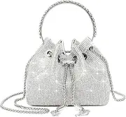 [HROECHY] Rhinestone Purse for Women Sparkly Shoulder Bag Evening Clutch Shiny Silver Diamond Purse Bling Rhinestone Bags