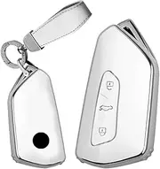 TECART Soft TPU Key Fob Fit for VW Golf 8 MK8 Keychain Key Case Key Shell Accessories Protector 3 Button White A