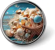 [FZMVSQH] Sea Shells And Starfish Printed Round Button Pin Badges Metal Pinback Buttons 1 Inch Pins for Hat Shirt Clothing Bags Decoration, Circular, Aluminum, Circular, Aluminum